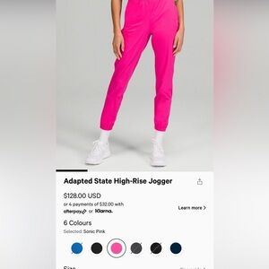 Lululemon adapted state high-rise jogger– sonic pink